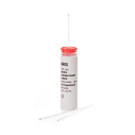 McKesson - Capillary Blood Collection Tube Micro-hematocrit Sodium Heparin Additive 1.1 X 75 mm 75 µL Red Stripe Without Closure Glass Tube - 177-51613
