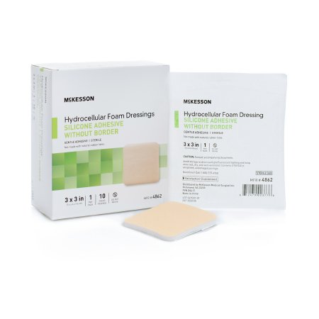 McKesson - Silicone Foam Dressing 3 X 3 Inch Square Silicone Gel Adhesive without Border Sterile - 4862