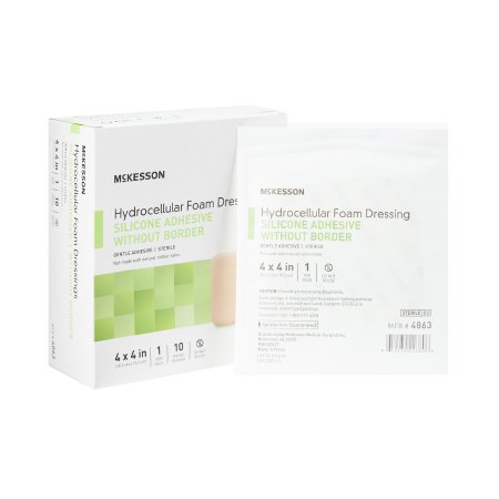 McKesson - Silicone Foam Dressing 4 X 4 Inch Square Silicone Gel Adhesive without Border Sterile - 4863
