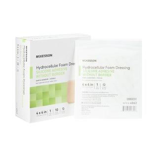 McKesson - Silicone Foam Dressing 4 X 4 Inch Square Silicone Gel Adhesive without Border Sterile - 4863