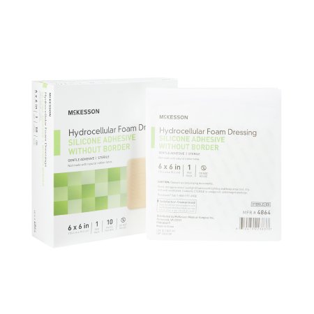 McKesson - Silicone Foam Dressing 6 X 6 Inch Square Silicone Gel Adhesive without Border Sterile - 4864