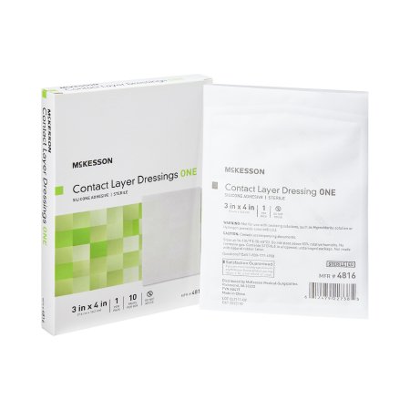 McKesson - Wound Contact Layer Dressing 3 X 4 Inch Silicone Rectangle Sterile - 4816