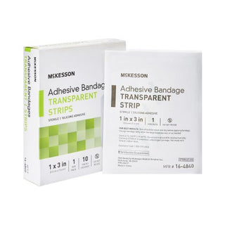 McKesson - Adhesive Strip 1 X 3 Inch Silicone Rectangle Sheer Sterile - 16-4840