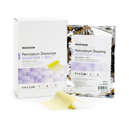 McKesson - Xeroform Petrolatum Impregnated Dressing 4 Inch X 3 Yard Gauze Bismuth Tribromophenate (Xeroform) Sterile - 2243R