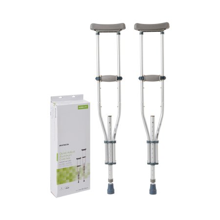 McKesson - Underarm Crutches Aluminum Frame Youth / Adult / Tall Adult 300 lbs. Weight Capacity Push Button Adjustment - 146-RTL10433