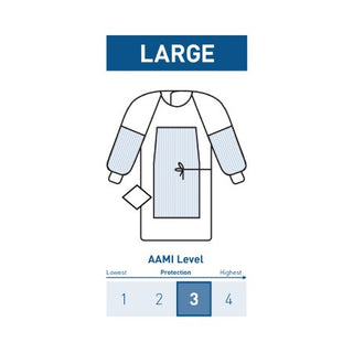McKesson - Fabric-Reinforced Surgical Gown with Towel Large Blue Sterile AAMI Level 3 Disposable - 183-I91-4320-S1