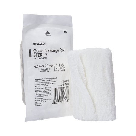 McKesson - Fluff Bandage Roll Cotton 6-Ply 4-1/2 Inch X 3-1/10 Yard Roll Shape Sterile - 16-4043