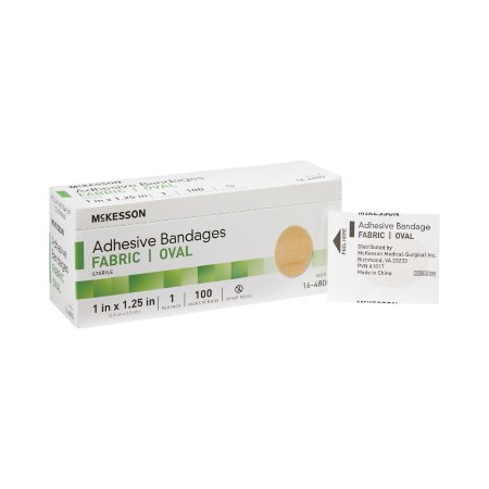 McKesson - Adhesive Strip 1 X 1-1/4 Inch Fabric Oval Tan Sterile - 16-4800