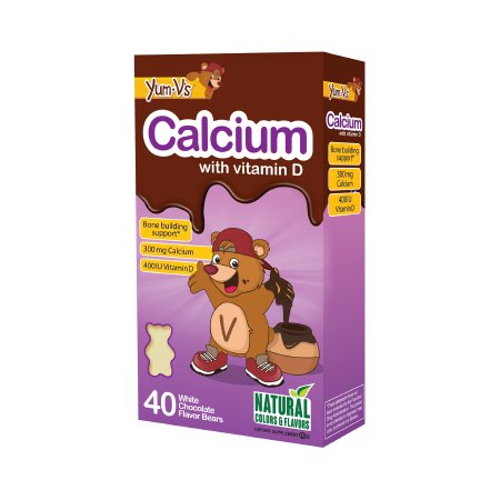 YumV's - Joint Health Supplement Calcium / Vitamin D 300 mg - 400 IU Strength Gummy 40 per Box White Chocolate Flavor - 8070-04