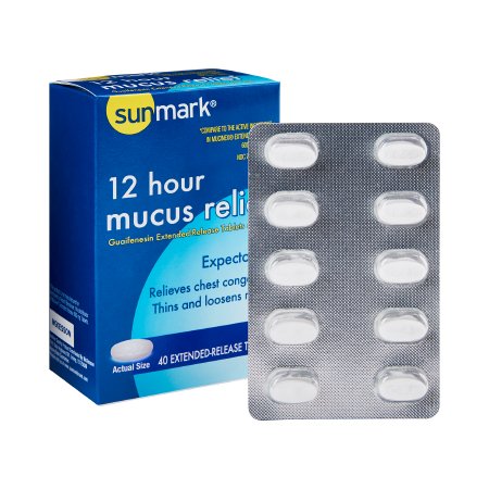 sunmark mucus E.R. - Cold and Cough Relief 600 mg Strength Extended Release Tablet 40 per Box - 70677005501