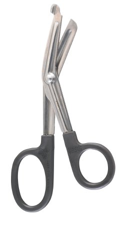 McKesson Argent - Bandage and Utility Scissors Black 6-1/2 Inch Length Surgical Grade Stainless Steel / Plastic NonSterile Finger Ring Handle Angled Blunt Tip / Blunt Tip - 43-1-998