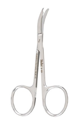 McKesson Argent - Suture Scissors Shortbent 3-1/2 Inch Surgical Grade German Stainless Steel NonSterile Finger Ring Handle Curved Blunt Tip / Blunt Tip - 43-1-101