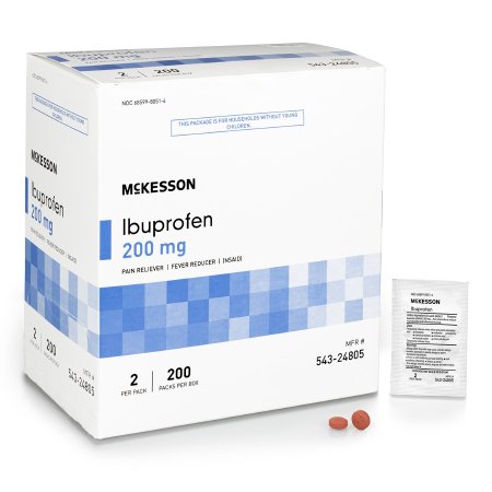 McKesson Brand - Pain Relief 200 mg Strength Ibuprofen Unit Dose Tablet 200 per Box - 24805