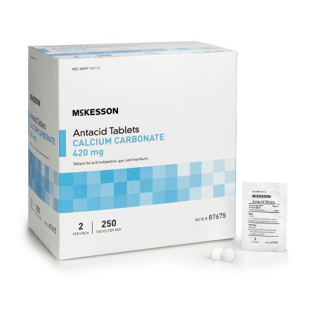 McKesson Brand - Antacid 420 mg Strength Tablet 250 Packets per Box, 2 Tablets per Packet - 87675
