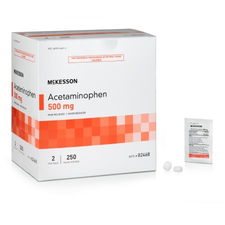 McKesson Brand - Pain Relief 500 mg Strength Acetaminophen Unit Dose Tablet 250 per Box - 82468