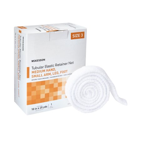 McKesson - Elastic Net Retainer Dressing Tubular Elastic 10 Inch X 25 Yard (25.4 cm X 22.9 m) Size 3 White Medium Hand / Small Arm / Leg / Foot NonSterile - MSVP114703