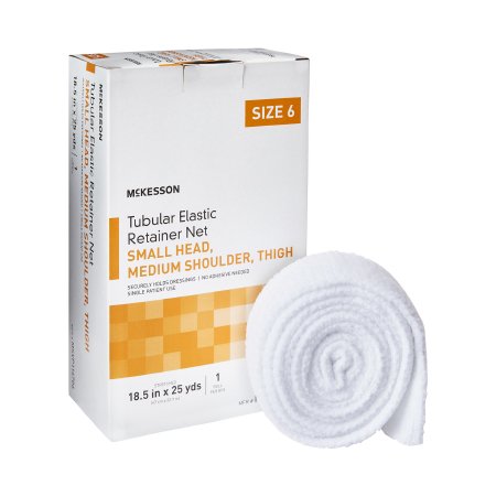McKesson - Elastic Net Retainer Dressing Tubular Elastic 18-1/2 Inch X 25 Yard (47 cm X 22.9 m) Size 6 White Small Head / Medium Shoulder / Thigh NonSterile - MSVP114706