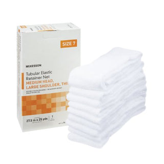 McKesson - Elastic Net Retainer Dressing Tubular Elastic 27-1/2 Inch X 25 Yard (69.9 cm X 22.9 m) Size 7 White Medium Head / Large Shoulder / Thigh NonSterile - MSVP114707