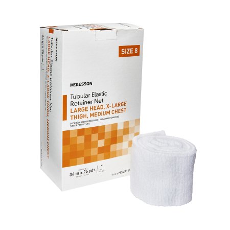 McKesson - Elastic Net Retainer Dressing Tubular Elastic 34 Inch X 25 Yard (86.4 cm X 22.9 m) Size 8 White Large Head / X-Large Thigh / Medium Chest NonSterile - MSVP114708