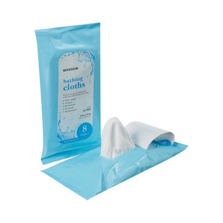McKesson - Rinse-Free Bath Wipe Soft Pack Purified Water / Methylpropanediol / Glycerin / Aloe Scented 8 Count - 16-7900