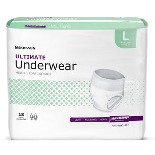 McKesson - Unisex Adult Absorbent Underwear Pull On with Tear Away Seams Large Disposable Heavy Absorbency - UW33852
