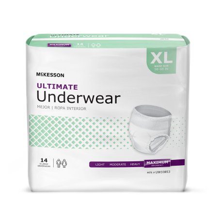 McKesson - Unisex Adult Absorbent Underwear Pull On with Tear Away Seams X-Large Disposable Heavy Absorbency - UW33853