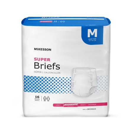 McKesson - Unisex Adult Incontinence Brief Medium Disposable Moderate Absorbency - BR30643