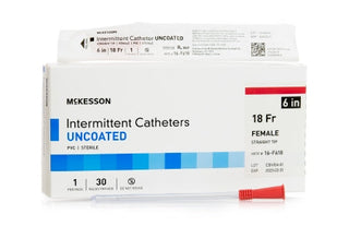 McKesson - Urethral Catheter Straight Tip Uncoated PVC 18 Fr. 6 Inch - 16-F618