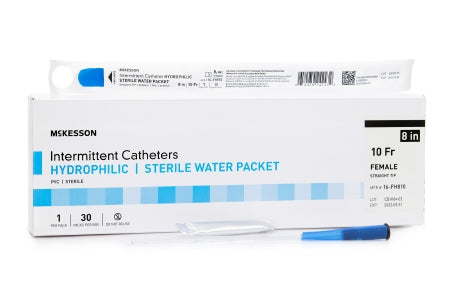 McKesson - Urethral Catheter Straight Tip Hydrophilic Coated PVC 10 Fr. 8 Inch - 16-FH810