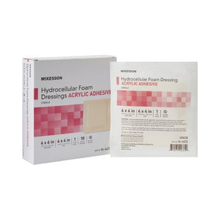 McKesson - Foam Dressing 6 X 6 Inch Square Acrylic Adhesive with Border Sterile - 16-4672