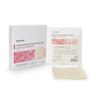 McKesson - Foam Dressing 7 X 7 Inch Square Acrylic Adhesive with Border Sterile - 16-4673