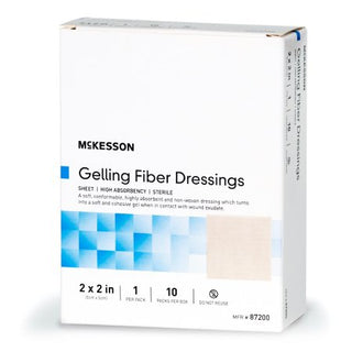 McKesson - Absorbent Gelling Fiber Dressing Carboxymethyl Cellulose (CMC) 2 X 2 Inch - 87200