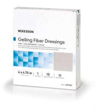 McKesson - Absorbent Gelling Fiber Dressing Carboxymethyl Cellulose (CMC) 4 X 4-3/4 Inch - 87400