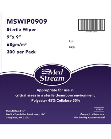McKesson - Cleanroom Wipe ISO Class 5 White Sterile Polyester / Cellulose 9 X 9 Inch Disposable - MSWIP0909