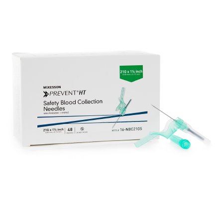McKesson Prevent HT - Blood Collection Needle 21 Gauge 1-1/4 Inch Needle Length Safety Needle Without Tubing Sterile - 16-NBC21GS