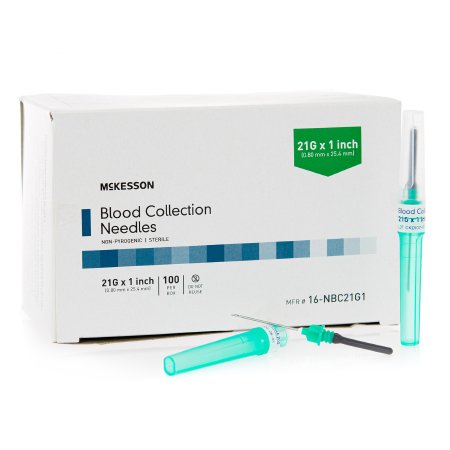McKesson - Blood Collection Needle 21 Gauge 1 Inch Needle Length Conventional Needle Without Tubing Sterile - 16-NBC21G1