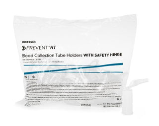 McKesson Prevent HT - Needle Holder with Safety Shield Universal Fit, Clear, Non-Stackable, Multi-Sample, With Safety Hinge 13 mm and 16 mm Blood Collection Tubes - 16-BCTHLDRSF