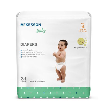 McKesson - Unisex Baby Diaper Size 4 Disposable Moderate Absorbency - BD-SZ4