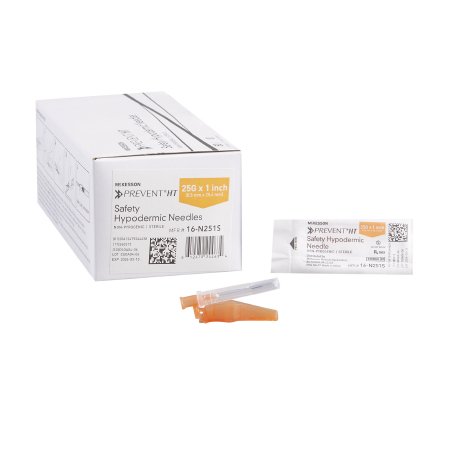 McKesson Prevent HT - Hypodermic Needle Hinged Safety Needle 25 Gauge 1 Inch Length Thin Wall - 16-N251S