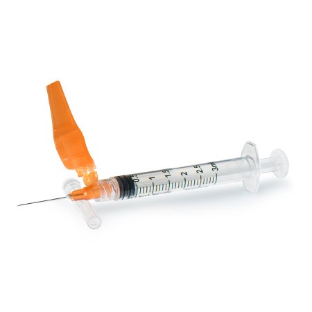 McKesson Prevent HT - Syringe with Hypodermic Needle 3 mL 25 Gauge 1 Inch Thin Wall Hinged Safety Needle - 16-SN3C251S