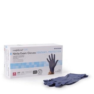 McKesson Confiderm LDC - Exam Glove Small NonSterile Nitrile Standard Cuff Length Fully Textured Blue Chemo Tested - 14-6N42C