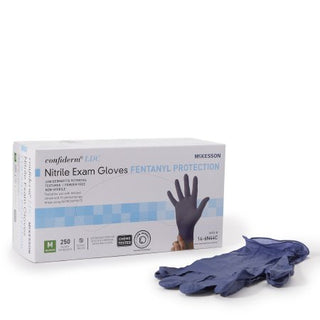 McKesson Confiderm LDC - Exam Glove Medium NonSterile Nitrile Standard Cuff Length Fully Textured Blue Chemo Tested - 14-6N44C