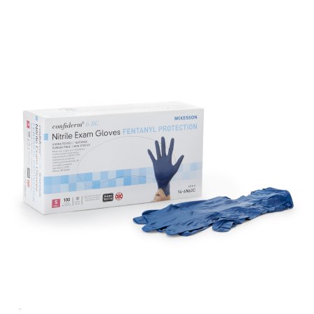 McKesson Confiderm 6.8C - Exam Glove Small NonSterile Nitrile Standard Cuff Length Blue Chemo Tested - 14-6N62C