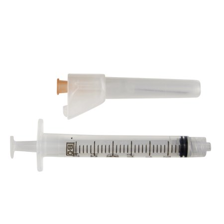 McKesson Prevent SG - Syringe with Hypodermic Needle 3 mL 25 Gauge 1 Inch Regular Wall Sliding Safety Needle - 306619