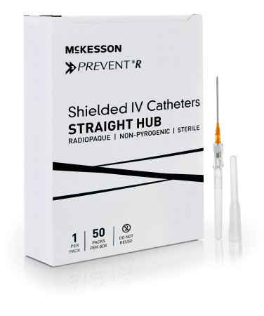 McKesson Prevent R - Peripheral IV Catheter 14 Gauge 1.75 Inch Button Retracting Safety Needle - 380267