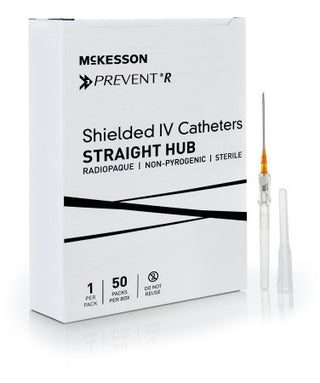 McKesson Prevent R - Peripheral IV Catheter 14 Gauge 1.75 Inch Button Retracting Safety Needle - 380267
