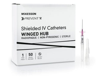 McKesson Prevent R - Peripheral IV Catheter 20 Gauge 1.16 Inch Button Retracting Safety Needle - 380334