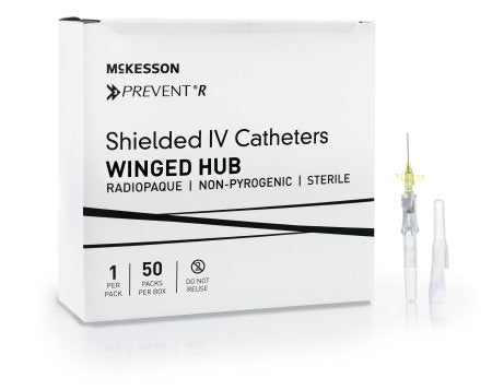 McKesson Prevent R - Peripheral IV Catheter 24 Gauge 0.75 Inch Button Retracting Safety Needle - 380312