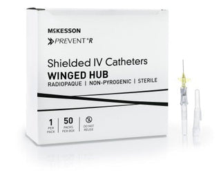 McKesson Prevent R - Peripheral IV Catheter 24 Gauge 0.75 Inch Button Retracting Safety Needle - 380312
