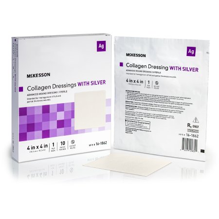 McKesson - Silver Collagen Dressing 4 X 4 Inch Square Sterile - 16-1862